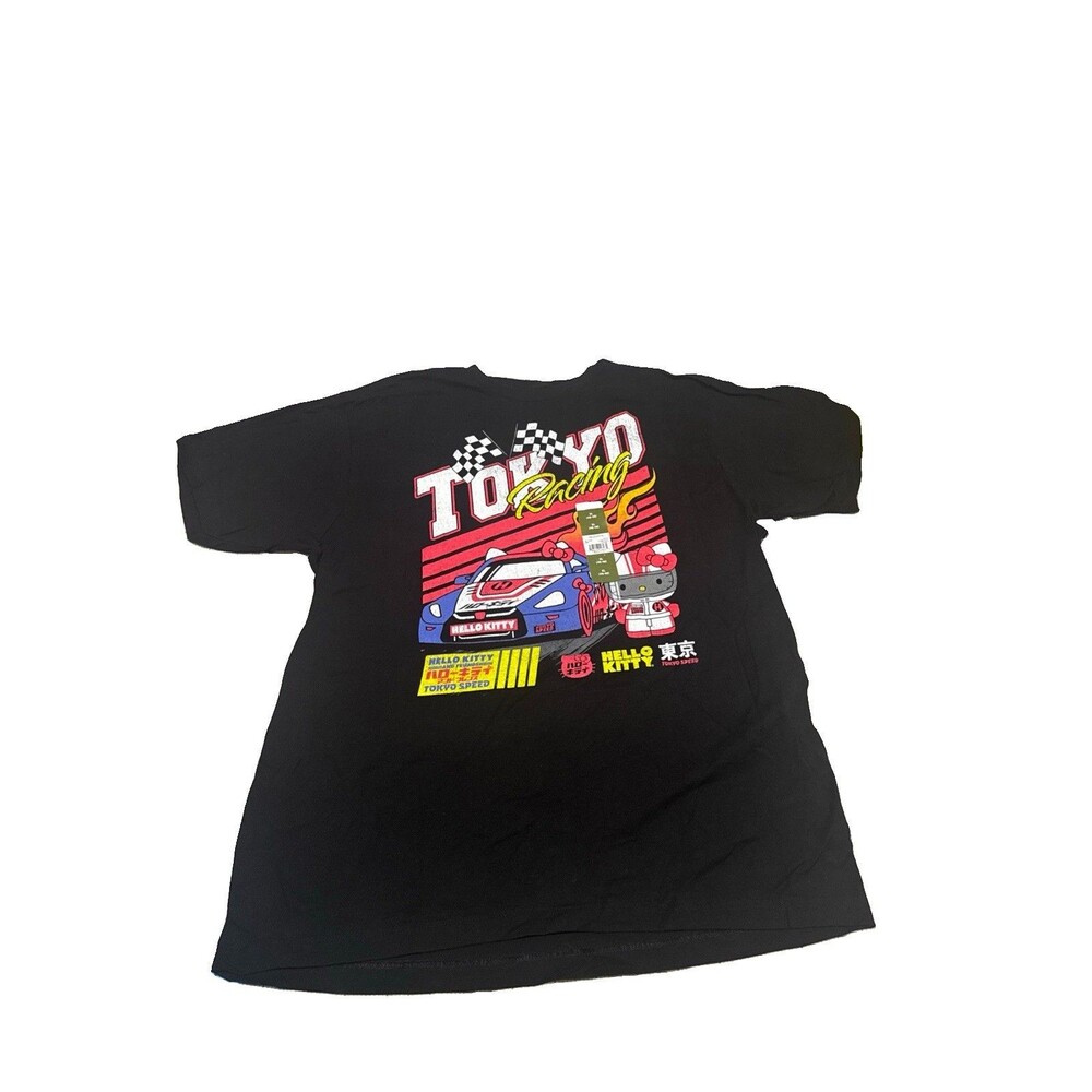 Sanrio Hello Kitty Tokyo Racing T-Shirt Small Black NEW Graphic Tee Size XL
